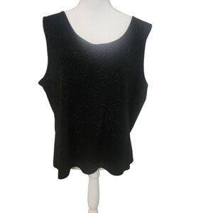 Apostrophe Black Sleeveless Scoop Neck Tank Top 2X